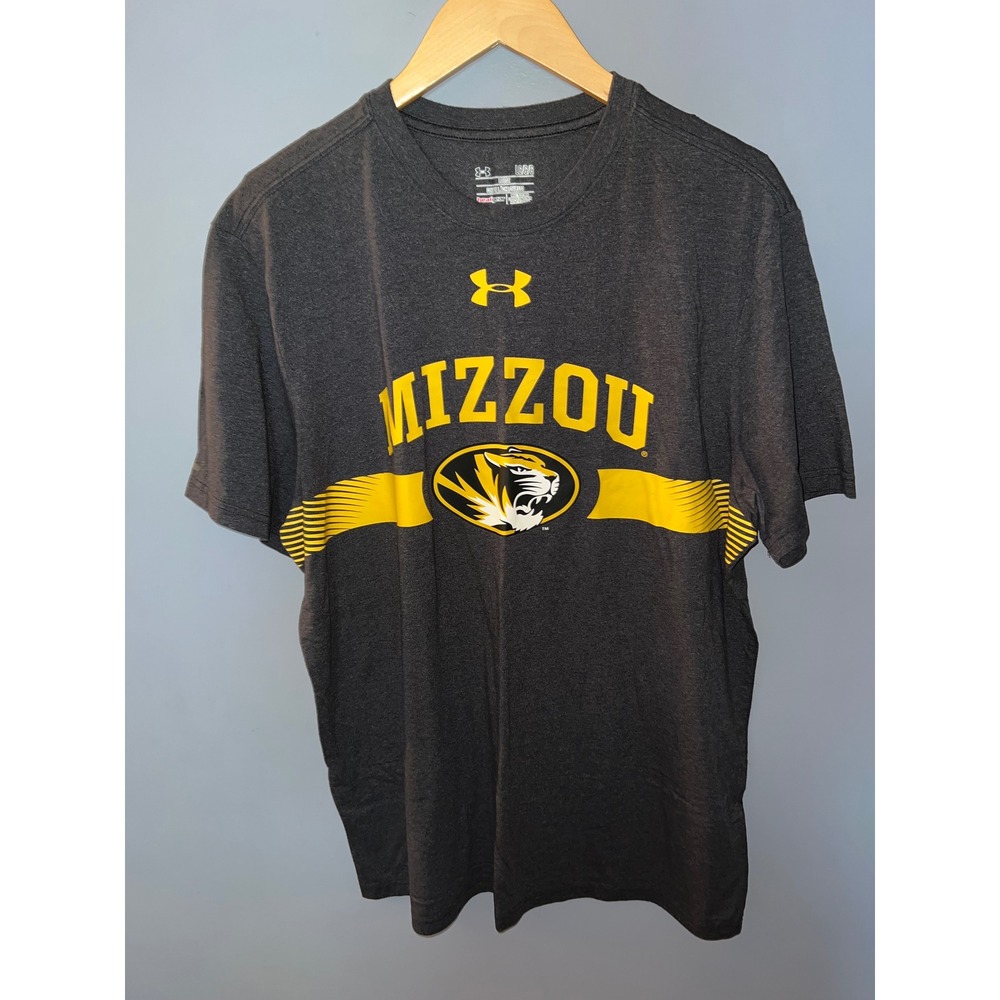Under Armour Mizzou Missouri Tigers HeatGear T-Shirt Mens Large Charcoal Grey